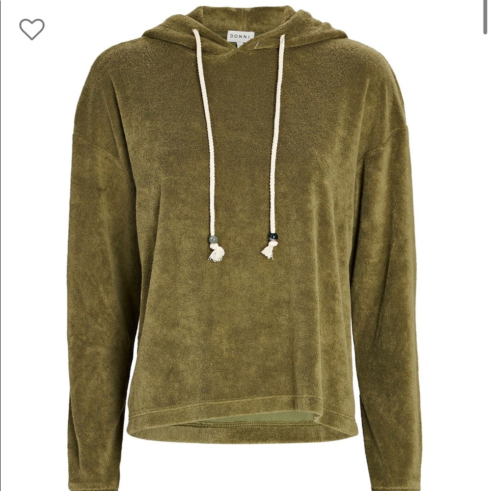 DONNI. Terrycloth olive green hoodie